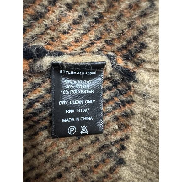 Leopard Print Sweater Tan Brown Orange Animal Print Pattern Pullover - Picture 5 of 5